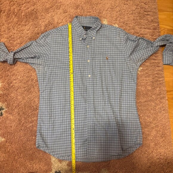 Ralph Lauren Blue Label Blue/White Check Cotton Button Front Shirt Mens Sz Large - Picture 7 of 8